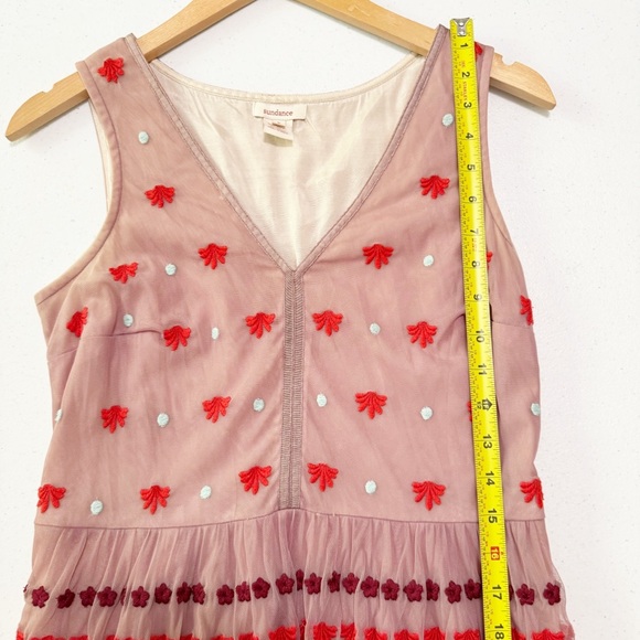 Sundance Pink Embroidered Mesh Sleeveless Dress 2 - Picture 10 of 12